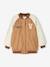 College-Style Dual Fabric Jacket, Bouclé Knit Letter, for Girls camel 