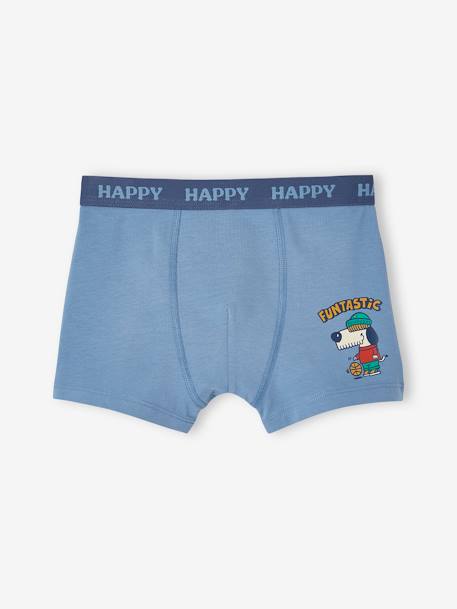 Pack of 3 Stretch Dog Boxers for Boys grey blue 