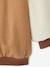College-Style Dual Fabric Jacket, Bouclé Knit Letter, for Girls camel 