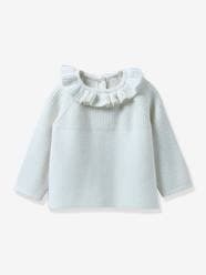 Baby-Jumpers, Cardigans & Sweaters-Cardigans-Cardigan with Frilly Collar for Babies, CYRILLUS