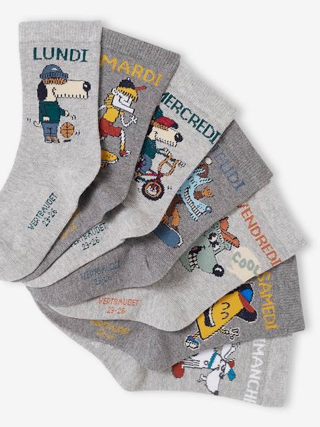 Pack of 7 Pairs of 'Mascots' Weekday Socks for Boys marl grey 