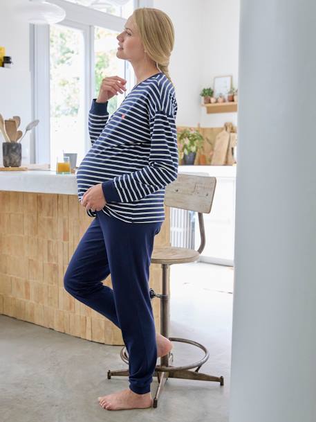 Striped Pyjamas for Maternity navy blue 