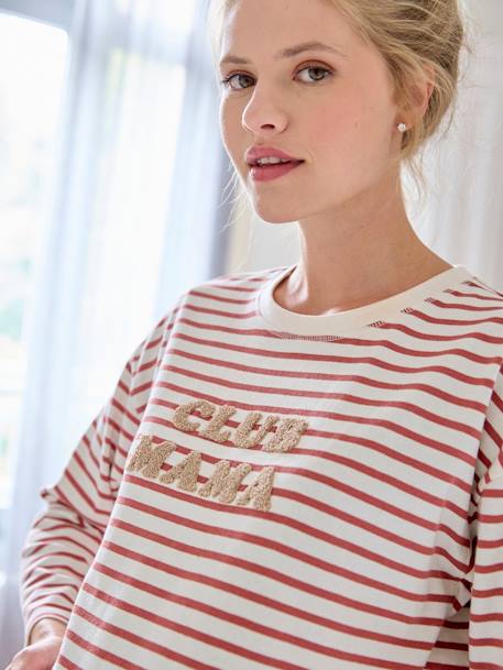 Striped Top for Maternity terracotta 