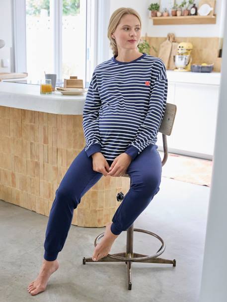 Striped Pyjamas for Maternity navy blue 