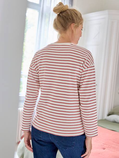 Striped Top for Maternity terracotta 