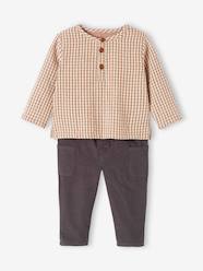 Gingham Shirt + Corduroy Trousers Outfit for Babies