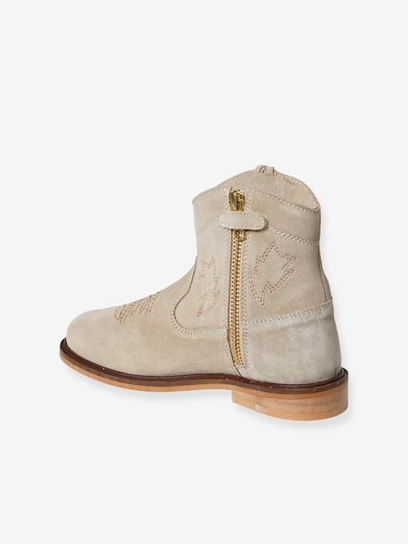 Zipped Leather Boots for Girls camel 