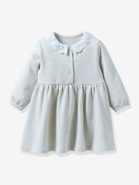Fleece Dress for Babies, by CYRILLUS marl beige 