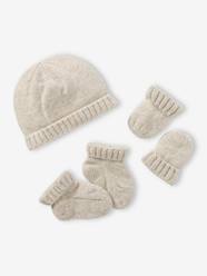 Baby-Accessories-Hats, Scarves, Gloves-Knitted Beanie + Mittens + Booties Set for Newborn Babies