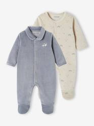 Pack of 2 Sleepsuits in Velour for Newborn Babies