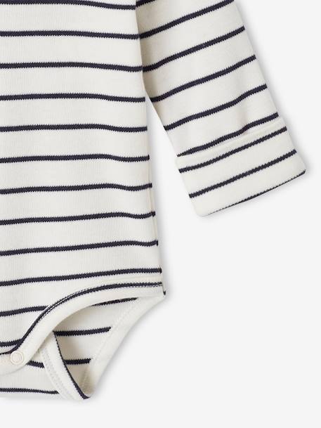 Striped & Long Sleeve Progressive Bodysuit for Babies ecru 