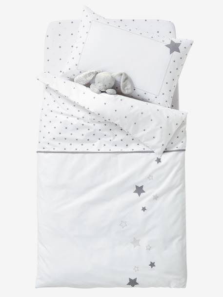 Baby Pillowcase, Star Shower Theme White 