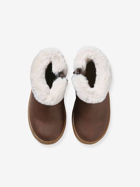 Zipped Boots with Fur Lining, for Girls, Designed for Autonomy brown 