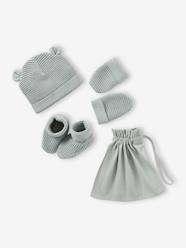 Baby-Beanie, Mittens & Booties Set, Matching Pouch, for Newborn Babies