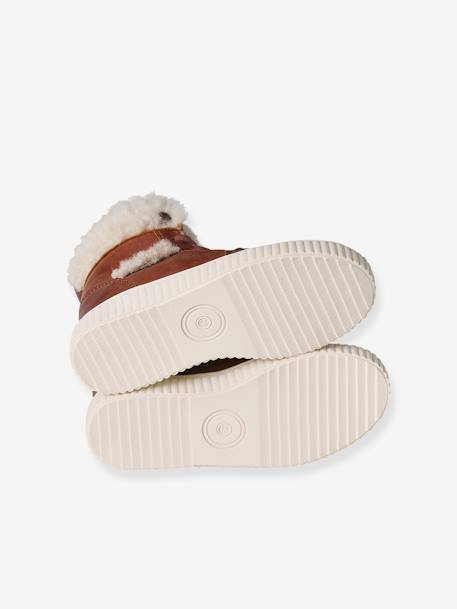 High Top Leather Trainers with Faux Fur for Girls brown 