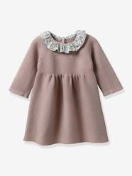 Baby-Dresses & Skirts-Knitted Dress with Collar in Liberty® Fabric, by CYRILLUS for Babies