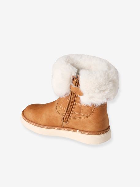 Zipped Boots with Fur Lining, for Girls, Designed for Autonomy camel 