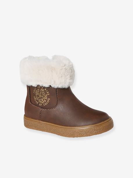 Zipped Boots with Fur Lining, for Girls, Designed for Autonomy brown 