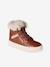 High Top Leather Trainers with Faux Fur for Girls brown 