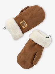 Boys-Accessories-Winter Hats, Scarves & Gloves-Velour Mittens with Sherpa Lining for Boys