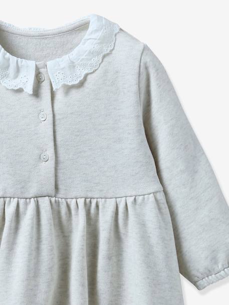Fleece Dress for Babies, by CYRILLUS marl beige 