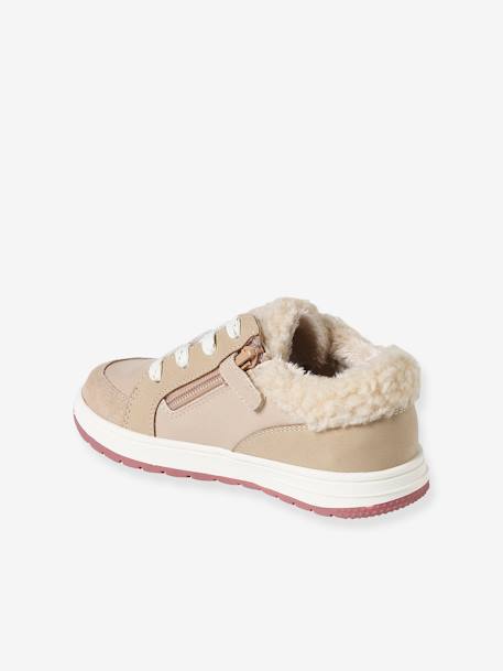 Furry Trainers with Laces & Zips for Girls beige 