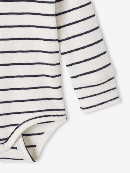 Striped & Long Sleeve Progressive Bodysuit for Babies ecru 
