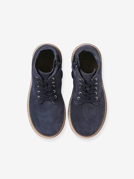 Leather Boots with Laces & Zip for Children, Designed for Autonomy navy blue 