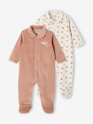 Baby-Pyjamas-Pack of 2 Sleepsuits in Velour for Newborn Babies