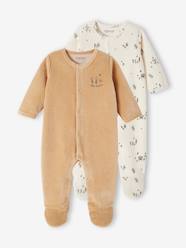 Baby-Pyjamas-Pack of 2 Sleepsuits in Velour for Newborn Babies