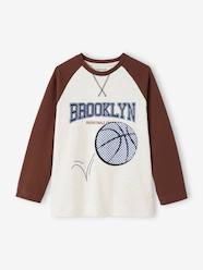 Boys-Tops-T-Shirts-Sports Top with Motif in Relief, Long Raglan Sleeves, for Boys