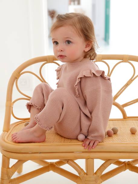Knitted Jumper + Leggings Ensemble for Babies rosy 