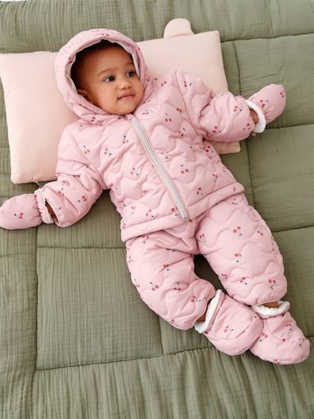 Pramsuit with Mittens & Booties for Babies, 2-in-1 mauve 