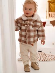 Baby-Outerwear-Chequered Coat in Faux Fur for Babies