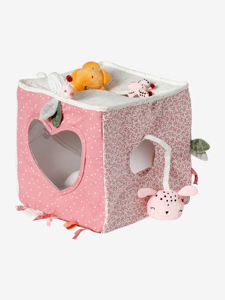 Large Activity Cube in Fabric, Pink World rose 