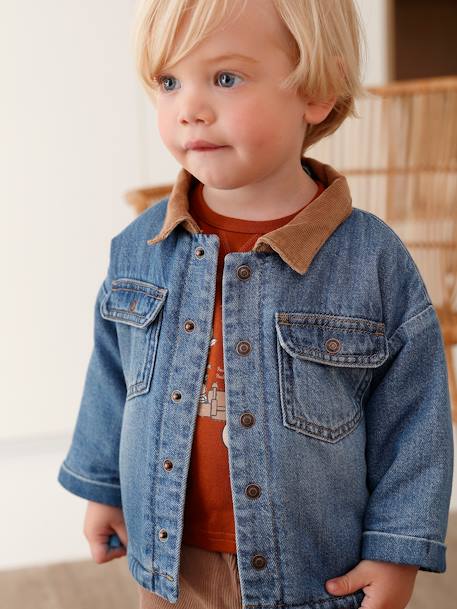 Denim Jacket with Sherpa Lining for Boys stone 