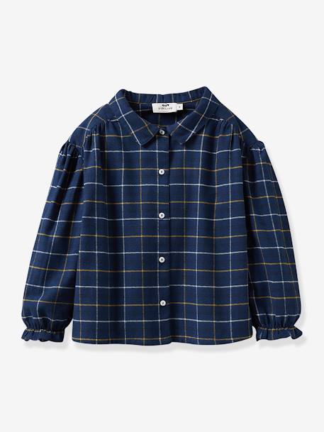 Chequered Shirt for Girls, by CYRILLUS chequered blue 