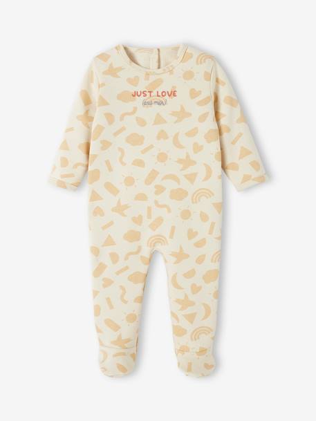 Fleece Sleepsuit in Organic Cotton for Babies sandy beige 