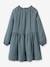 Cotton Gauze Dress for Girls, by CYRILLUS almond green+grey 