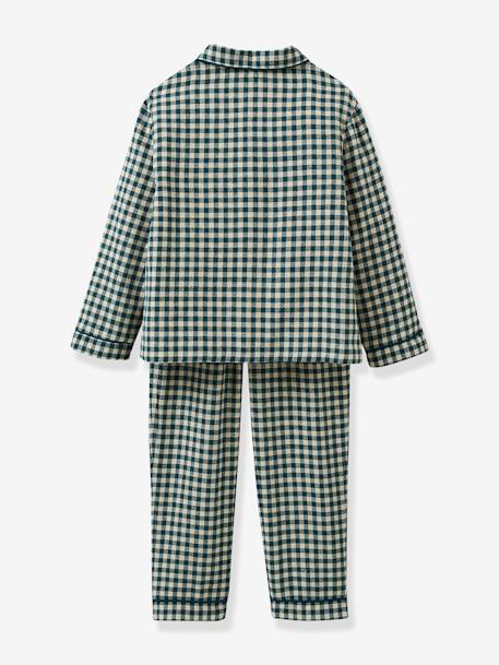 Classic Gingham Pyjamas for Boys, by CYRILLUS chequered green 