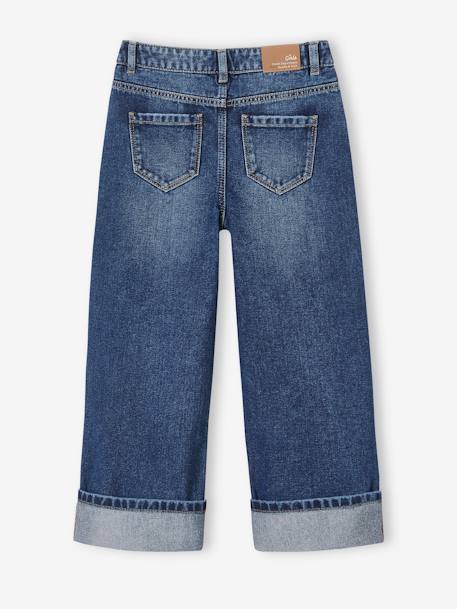 Wide-Leg Jeans with Turn-Up, for Girls stone 