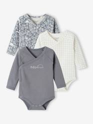Pack of 3 Long-Sleeved Bodysuits in Organic Cotton for Newborn Babies