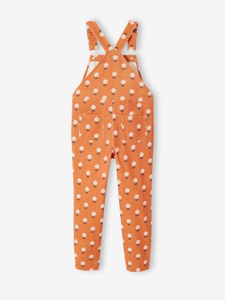 Corduroy Dungarees with Flowers for Girls caramel 