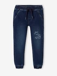 Denim-Effect Fleece Joggers, Easy to Put On, for Boys