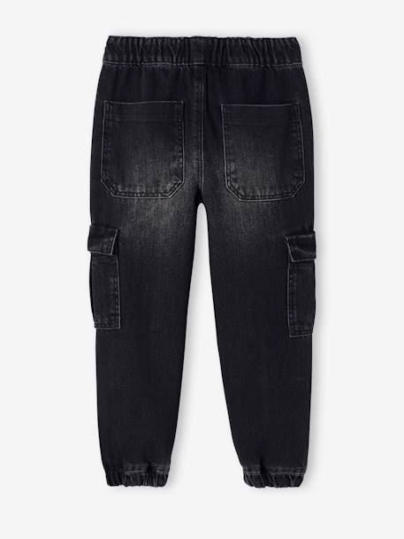 Pull-On Cargo-Type Denim Trousers for Boys black denim+double stone+stone 