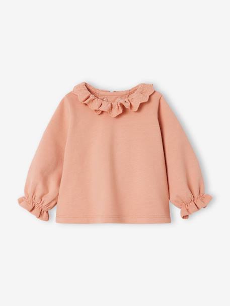 Sweatshirt with Embroidered Collar for Babies old rose 