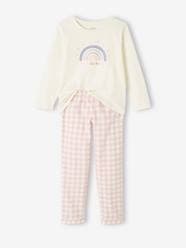 Girls-Nightwear-Rainbow Pyjamas in Jersey Knit & Flannel for Girls