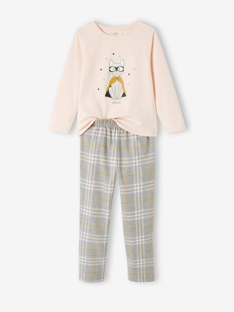 Supercat Pyjamas in Jersey Knit & Flannel for Girls pale pink 
