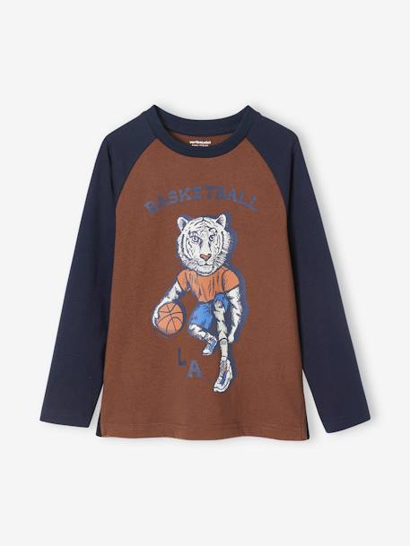 Sports Top with Basketball Player Tiger for Boys chocolate 