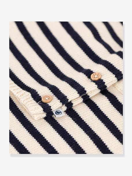 Striped Wool & Cotton Knit Ensemble for Babies, PETIT BATEAU printed beige 